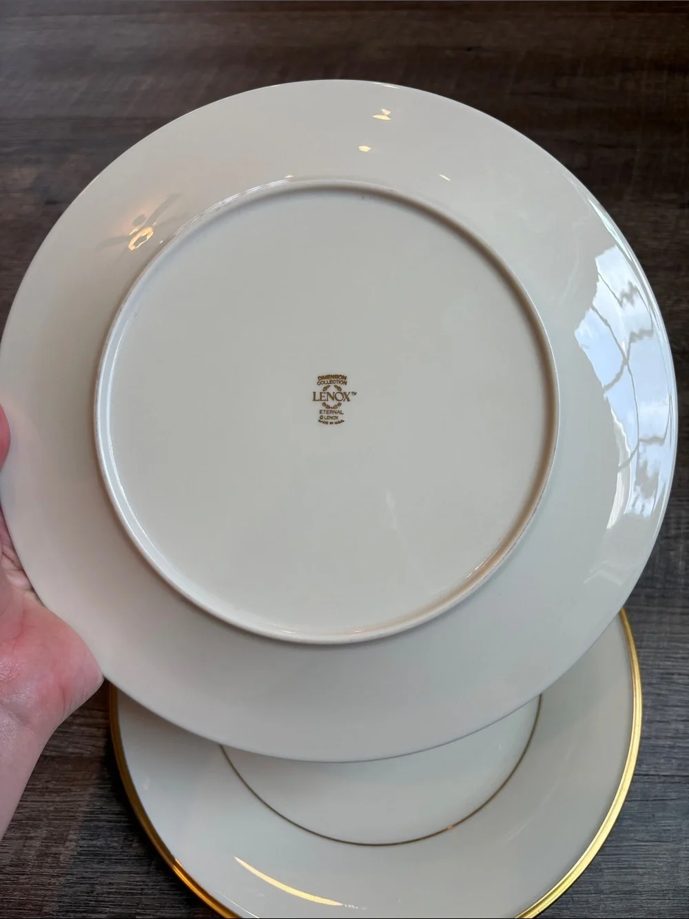 Lenox Eternal Dinner Plate 24k Gold Rim Bone China 10.75” Set of 2 READ